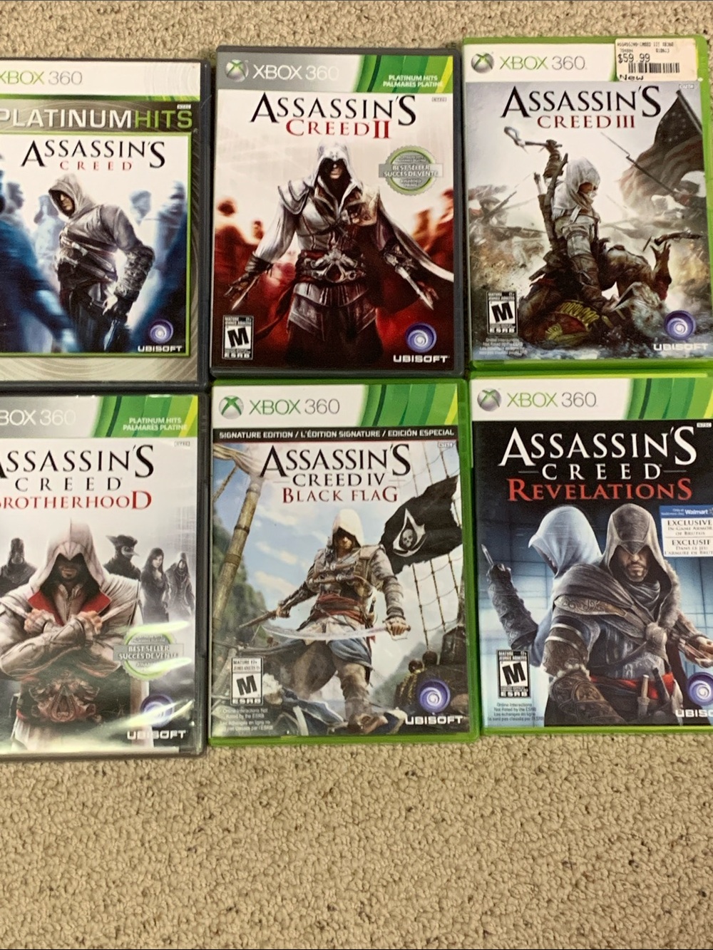 Microsoft Xbox 360 Assassin's Creed Game Lot - White & Green Covers